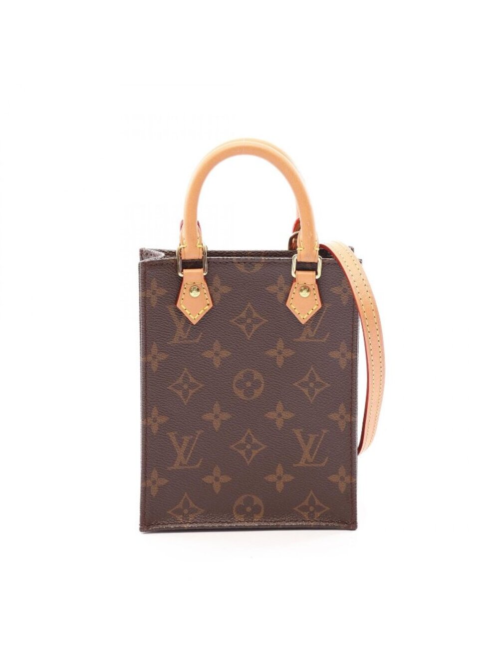 Louis Vuitton Handbag Sac Plat Monogram Leather Petite
